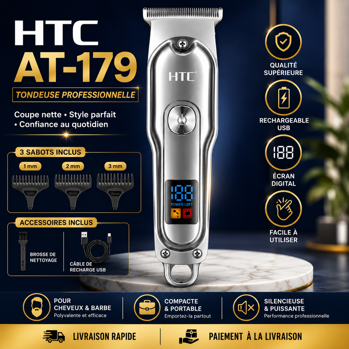 Tondeuse rechargeable HTC AT-179