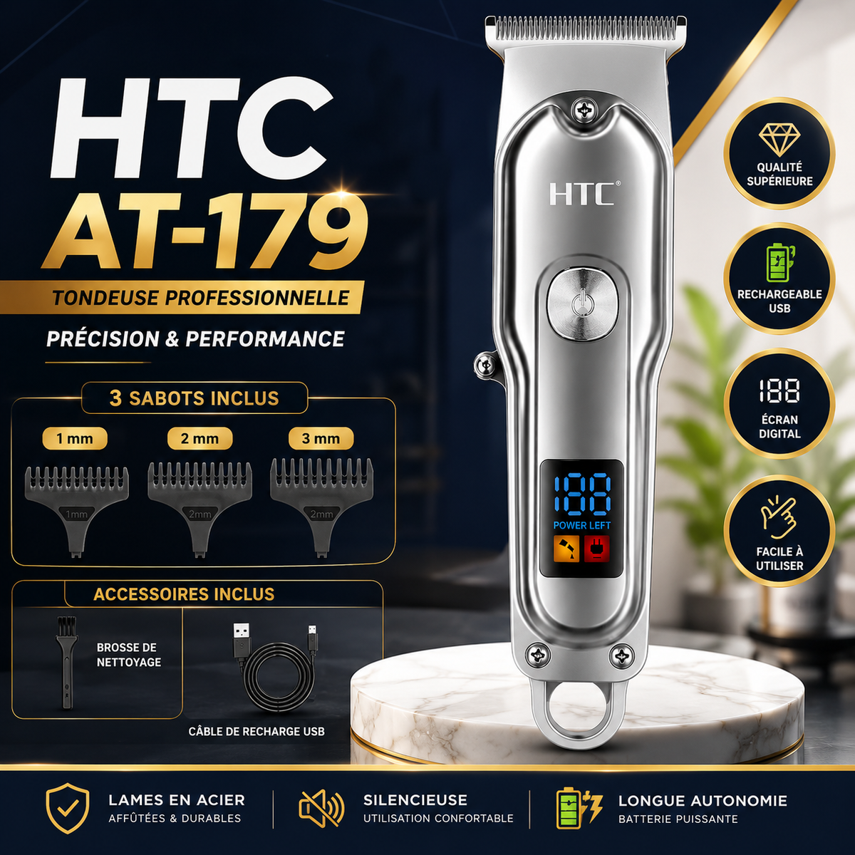 Tondeuse rechargeable HTC AT-179