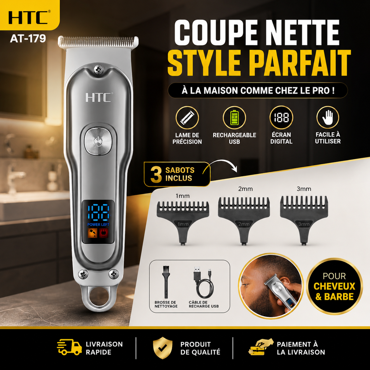Tondeuse rechargeable HTC AT-179